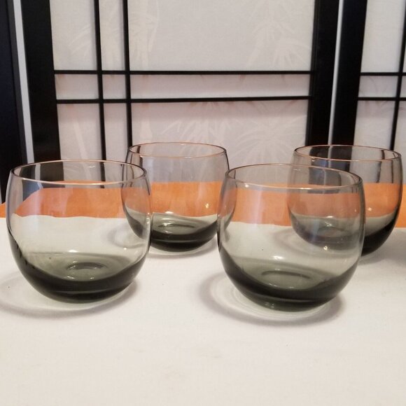 60's MCM Whiskey Glasses - 9 oz. Smoke Etched Glass - Set of 4 - EUC - Picture 2 of 3